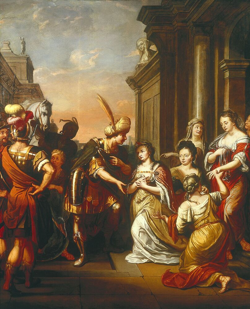 Sophonisba en Masinissa (wandschildering in De Zaal in het Huis met de 13 tempels, Groningen)